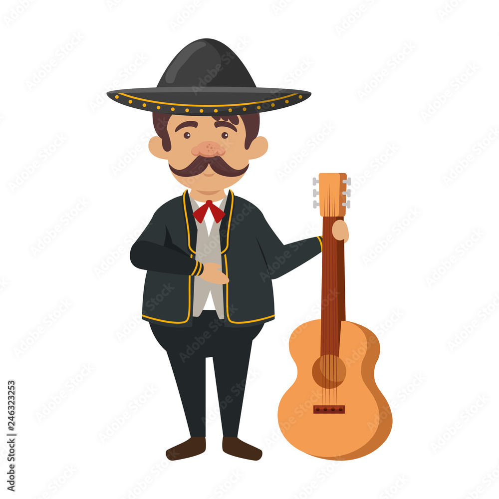 traditional mexican mariachi with guitar