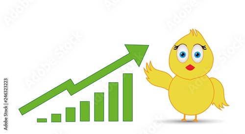 chick showing stock market is in bull trend or arrow up direction