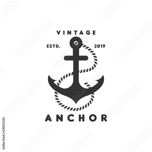 Vintage anchor logo graphic design template vector illustration
