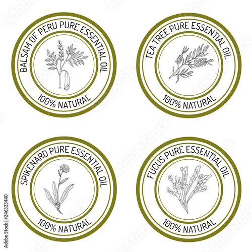 Set of essential oil labels