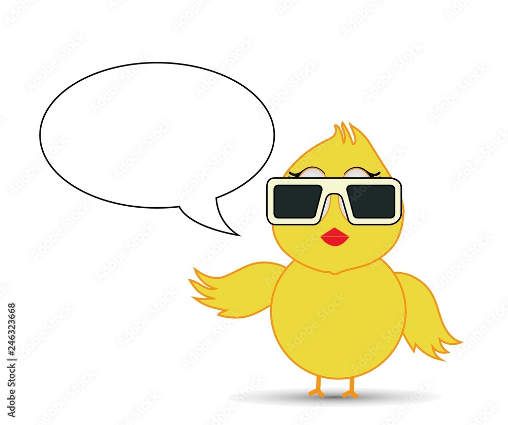 Fototapeta premium a message , chit chat or speech bubble with cute chick