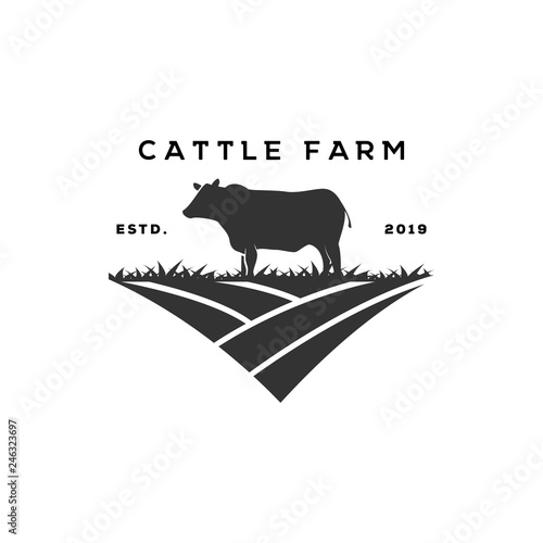 Cattle farm logo graphic design template vector illustration