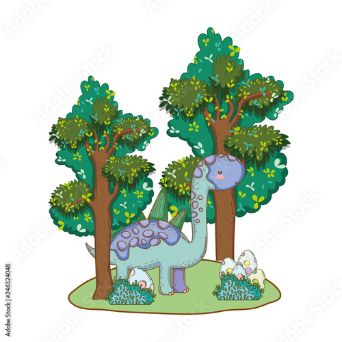 cute apatosaurus with eggs