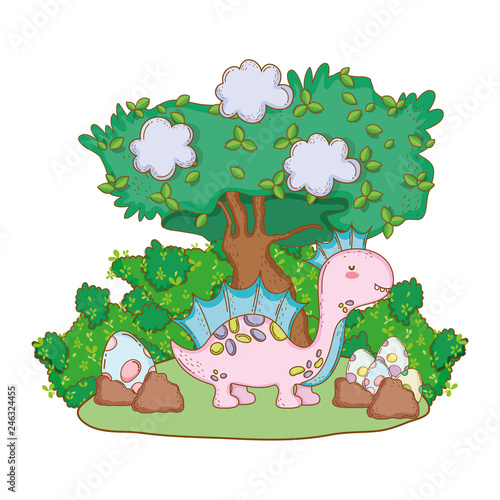 cute apatosaurus with eggs
