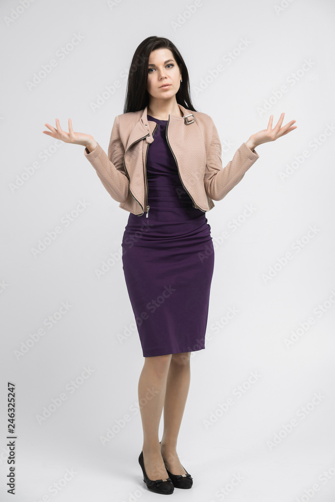 Portrait of a full-length young girl isolated on white background Portrait of a full-length young girl isolated on white background