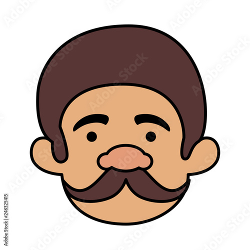 head man with mustache of macho man