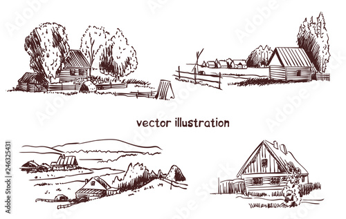 handwritten sketch of rural house
