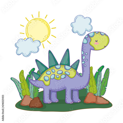 cute apatosaurus in the landscape