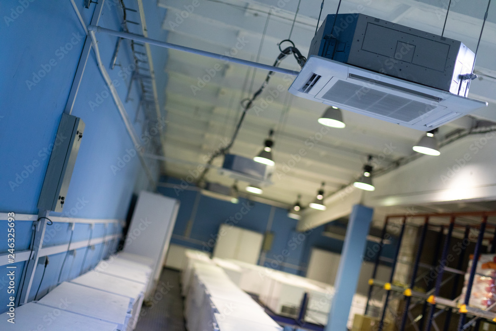 Warehouse with white refrigerators Warehouse with white refrigerators