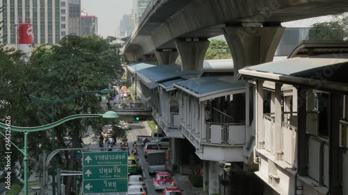 Traffic on Phloen Chit Road and Skytrain, Bangkok, Thailand, Southeast Asia, Asia photo