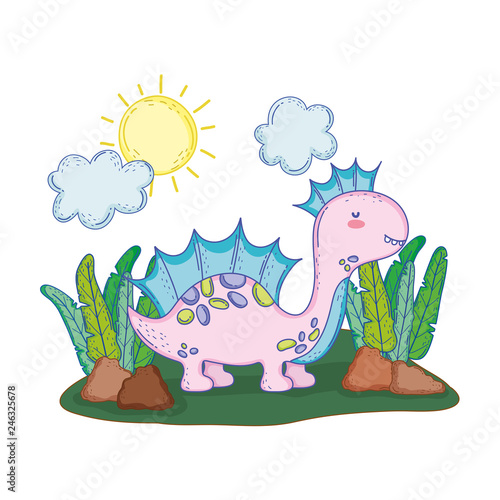 cute apatosaurus in the landscape