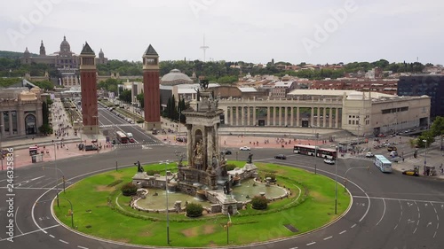 Day view of Placa d'Espanya and Museu National d'Art de Catalunya from the top of Arenas shopping mall, Barcelona, Catalonia, Spain, Europe photo