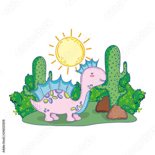 cute apatosaurus in the landscape