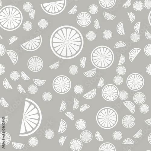 Summer juicy Seamless pattern with Monochrome Citrus Slices vector illustration