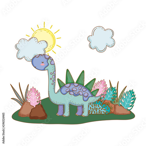 cute apatosaurus in the landscape