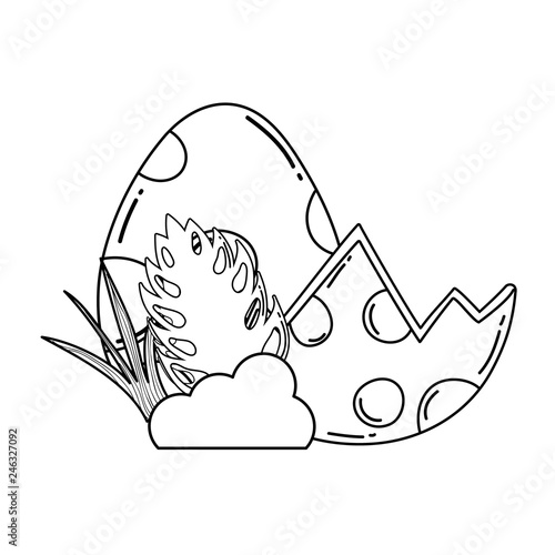 dinosaur eggs with bush scene