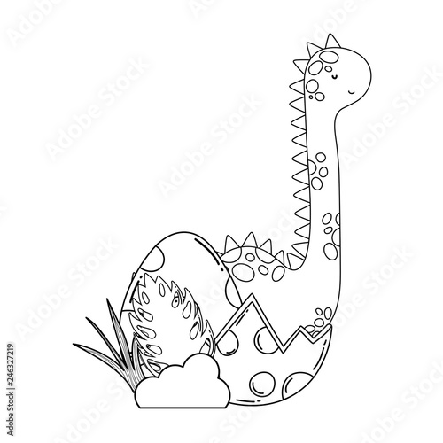 cute apatosaurus with eggs
