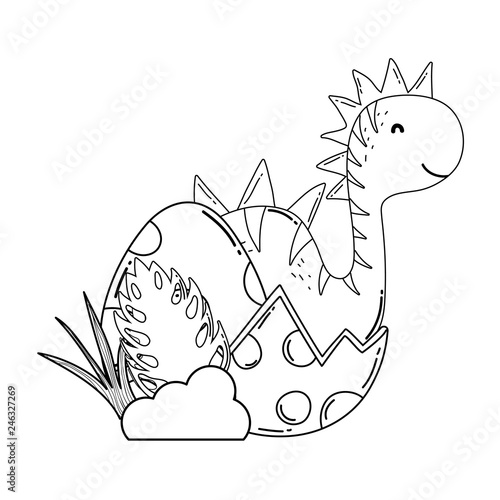 cute apatosaurus with eggs