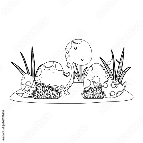 cute apatosaurus with eggs