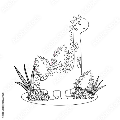 cute apatosaurus in the landscape