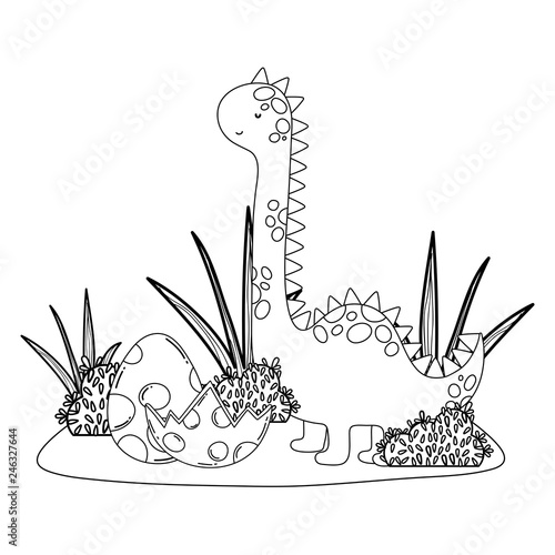 cute apatosaurus with eggs