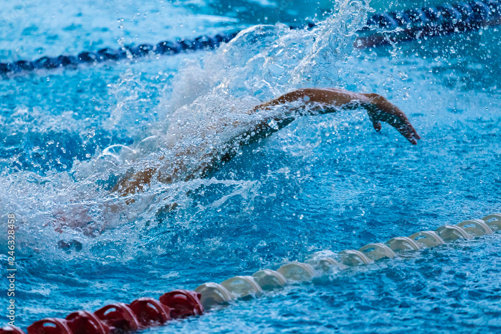 Swimmers compete in the sports pool