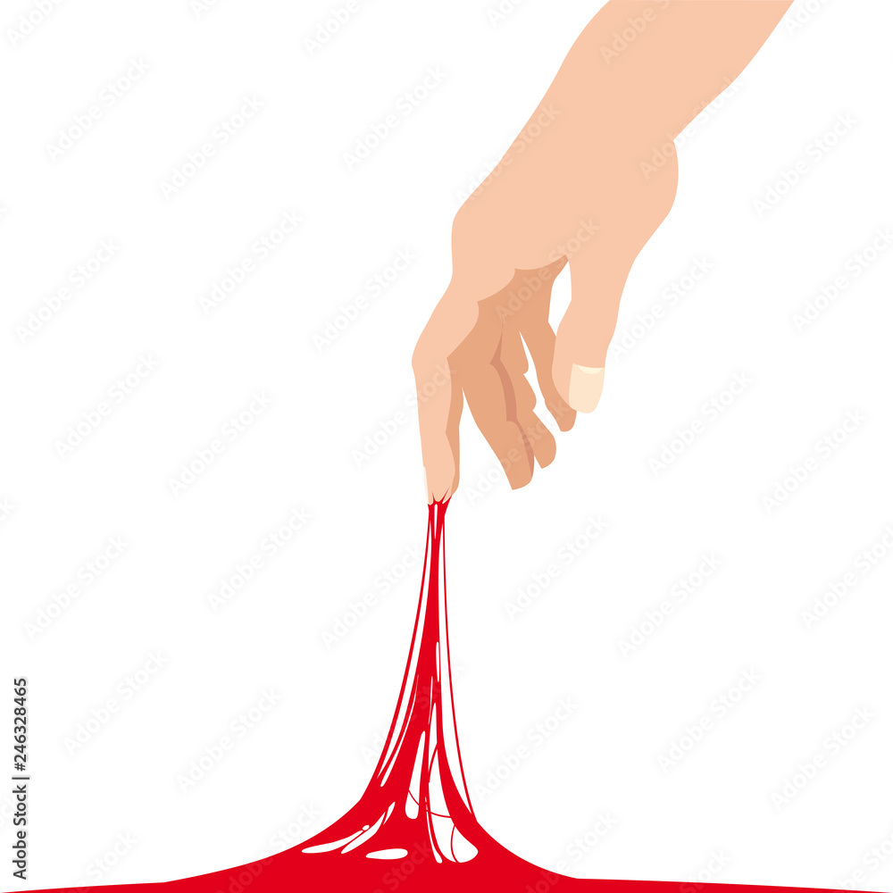 Sticky slime reaching stuck for hand, red banner template. Popular children s sensory toy vector illustration. Cartoon liquid slime isolated background. Glue Jelly The substance is sticky, tension Sticky slime reaching stuck for hand, red banner template. Popular children s sensory toy vector illustration. Cartoon liquid slime isolated background. Glue Jelly The substance is sticky, tension