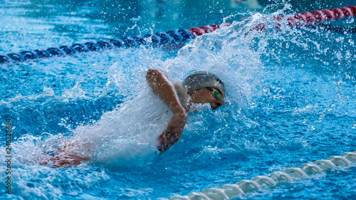 Swimmers compete in the sports pool