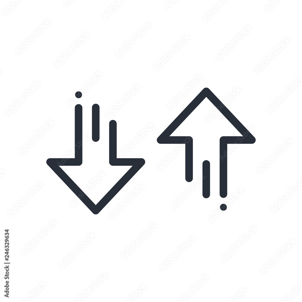 Up and down arrows. Linear vector icon on white background. Up and down arrows. Linear vector icon on white background.
