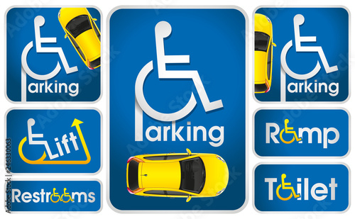 Car Disabled Parking Sign