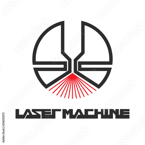  Iliumustration consisting of  CNC machine images in the form of a symbol or logo. Laser cutting, engraving.
