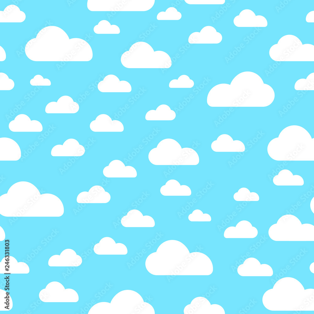 Blue cloud seamless pattern vector design baby art. Baby shower clouds , sky seamless pattern texture . - Vector