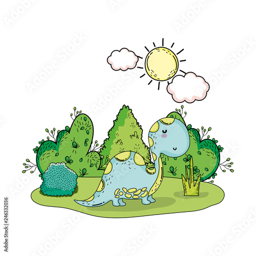 cute apatosaurus in the landscape