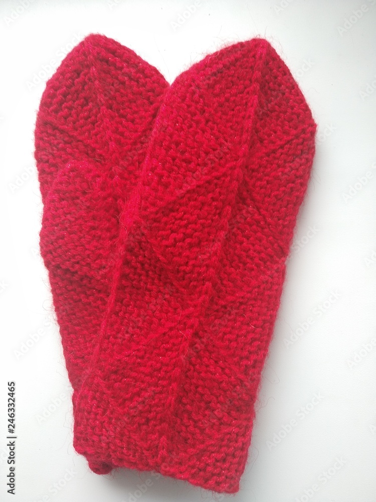 Fototapeta premium red gloves isolated on white background
