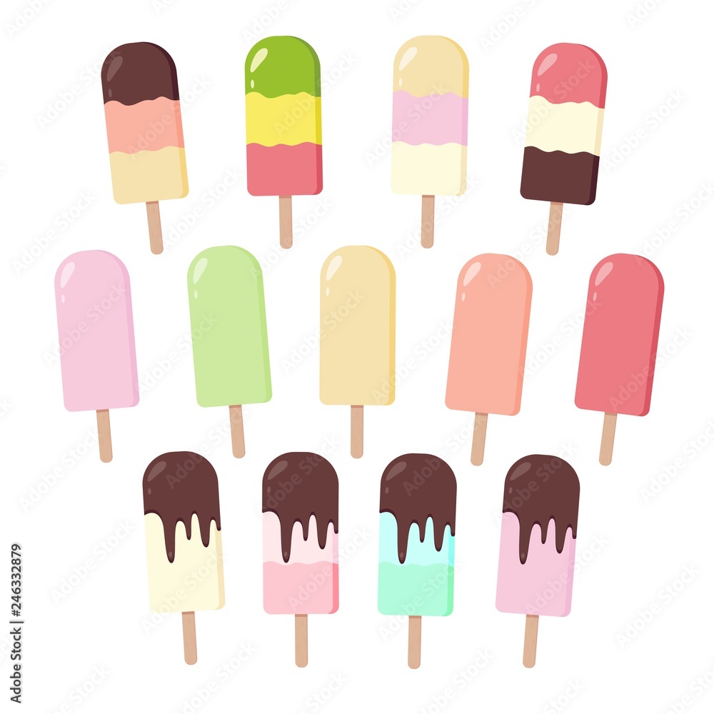 Ice-cream collection. Vector illustration isolated on white background. Ice-cream collection. Vector illustration isolated on white background.