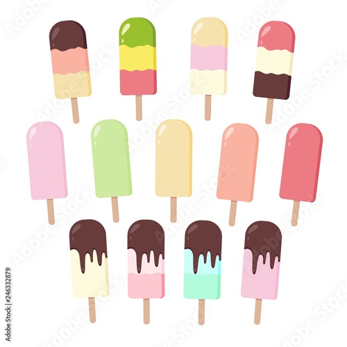 Ice-cream collection. Vector illustration isolated on white background.