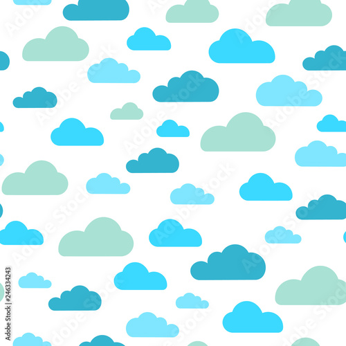 Blue cloud seamless pattern vector design baby art. Baby shower clouds , sky seamless pattern texture . - Vector