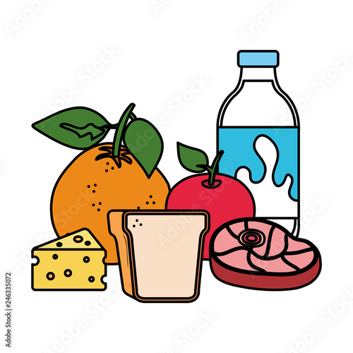 delicious milk bottle with healthy food