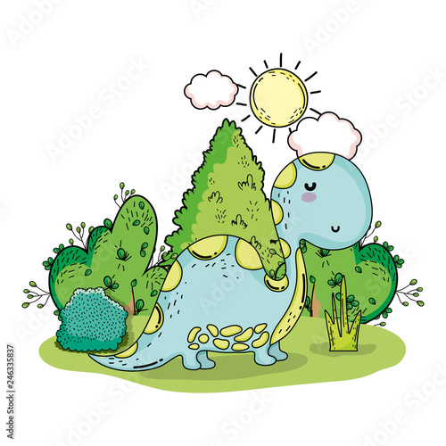 cute apatosaurus in the landscape