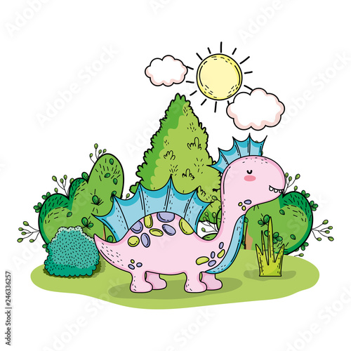 cute apatosaurus in the landscape