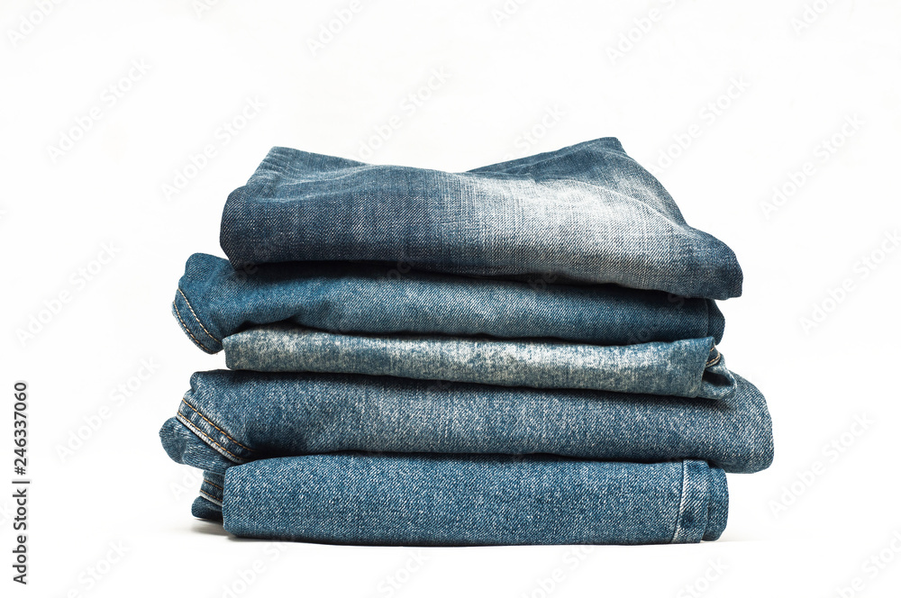 Blue jeans on white background Blue jeans on white background