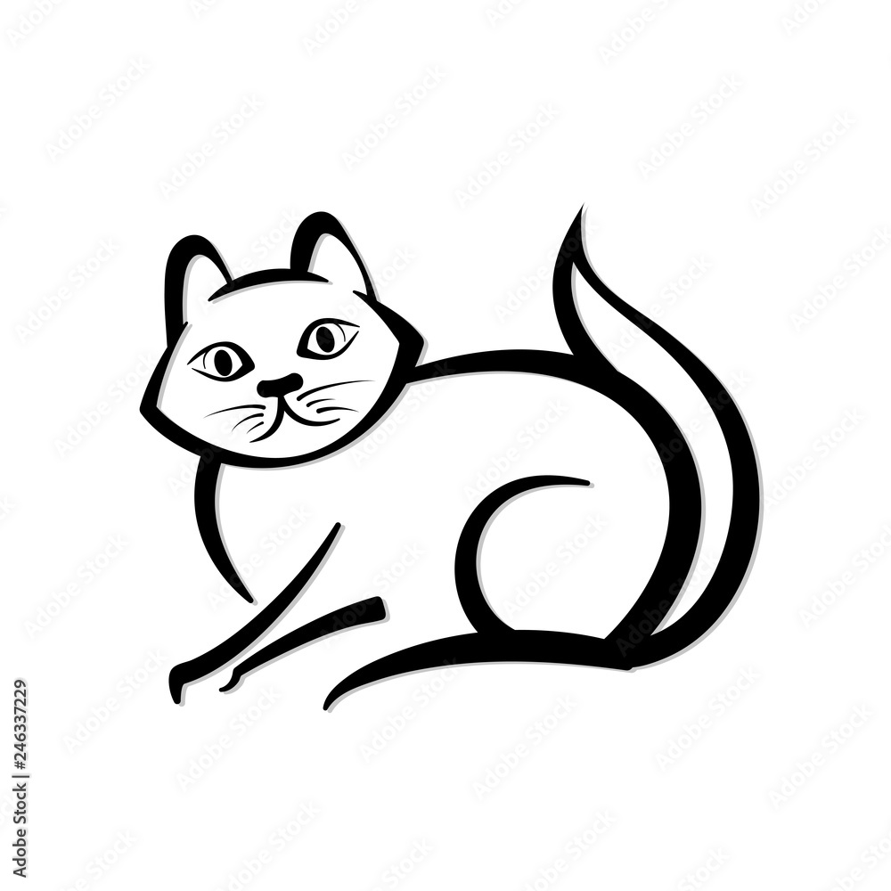Naklejka premium Abstract icon of a domestic cat.