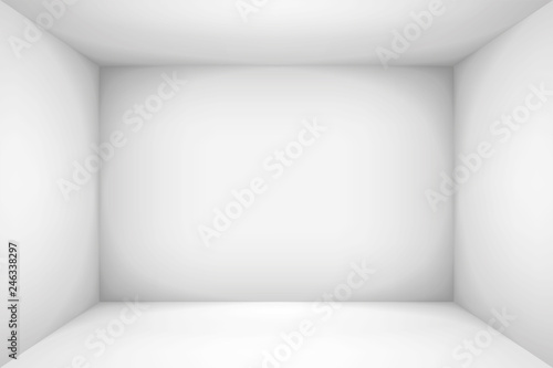 Empty white room. The inner space of the box. Vector design illustration. Mock up for you business project