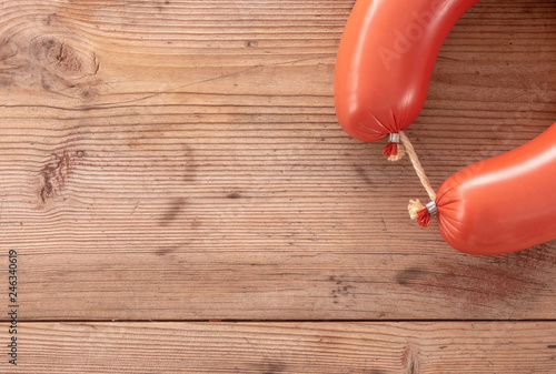 sausage on wooden background