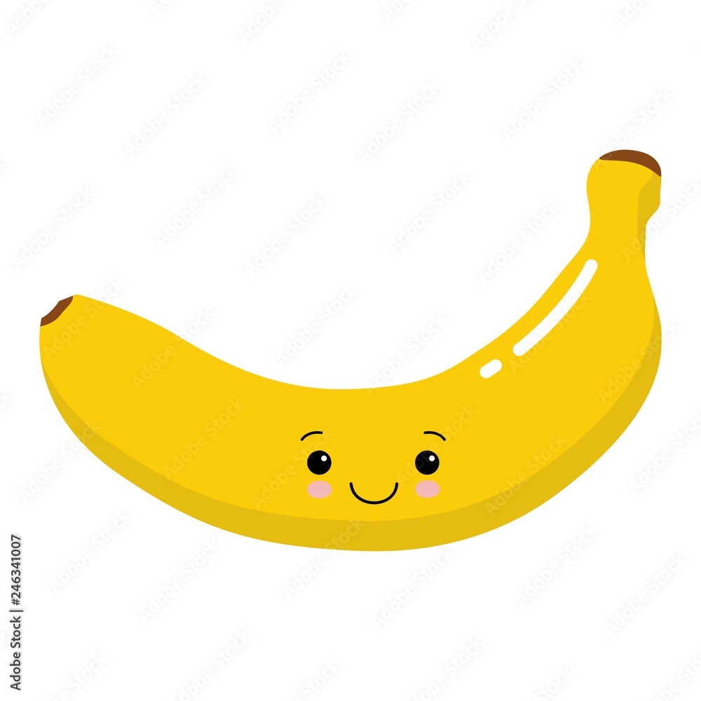 Funny happy cute happy smiling banana. Vector flat cartoon character illustration icon. kawaii