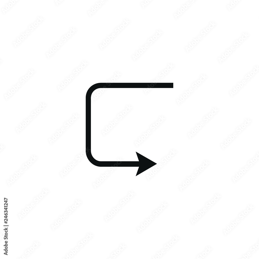 Simple black icon on white background. Repeat icon. Vector illustration web design element. curve arrow Simple black icon on white background. Repeat icon. Vector illustration web design element. curve arrow