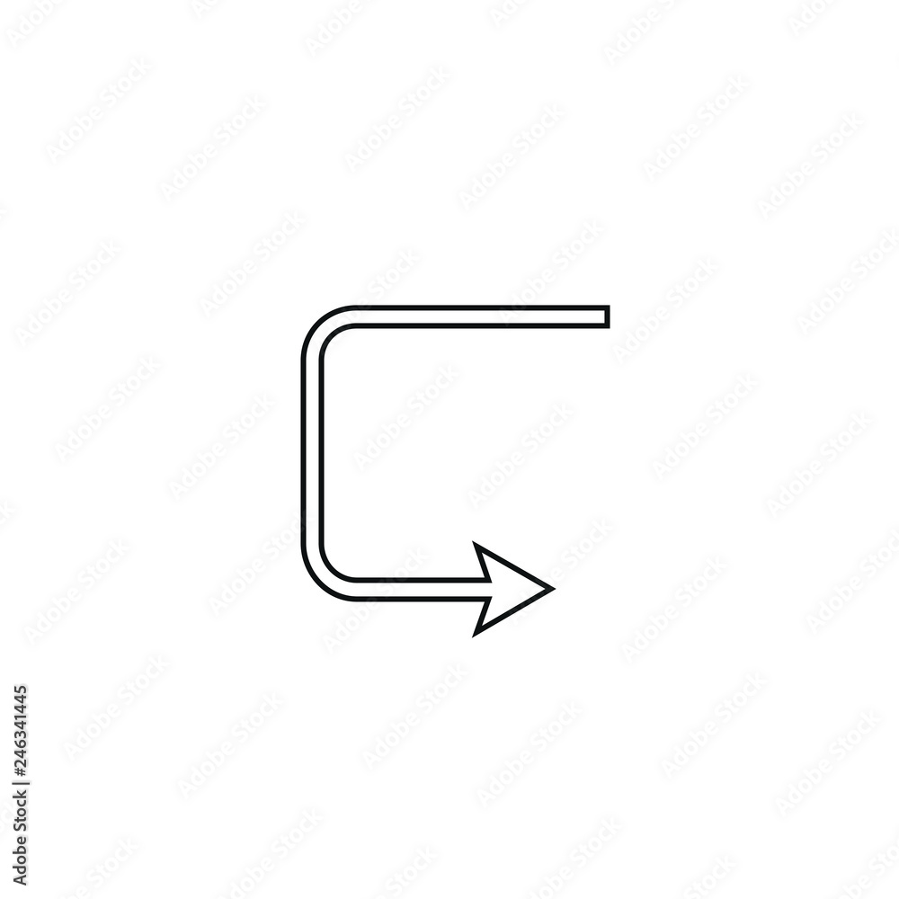 Simple black icon on white background. Repeat icon. Vector illustration web design element. curve arrow Simple black icon on white background. Repeat icon. Vector illustration web design element. curve arrow