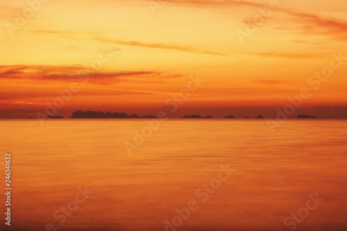 Sunset in Phangan, Thailand. Beautiful sea landscape