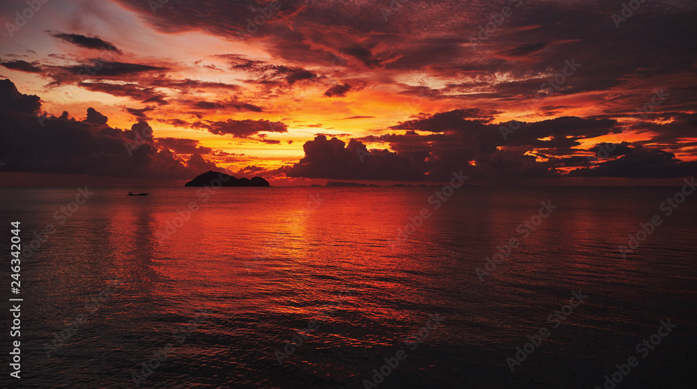 Koh Phangan island, Thailand. Sunset on the sea