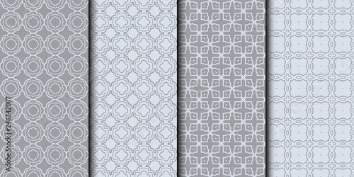 Set of modern geometric pattern. Seamless vector illustration. for wrapping, printing. Grey color